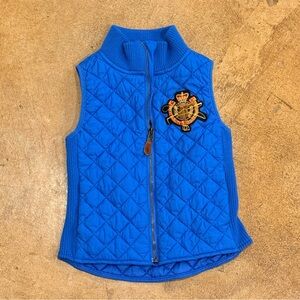 Ralph Lauren Quilted Crest Logo Vest Blue Kids Size M 8-10 Puffer
